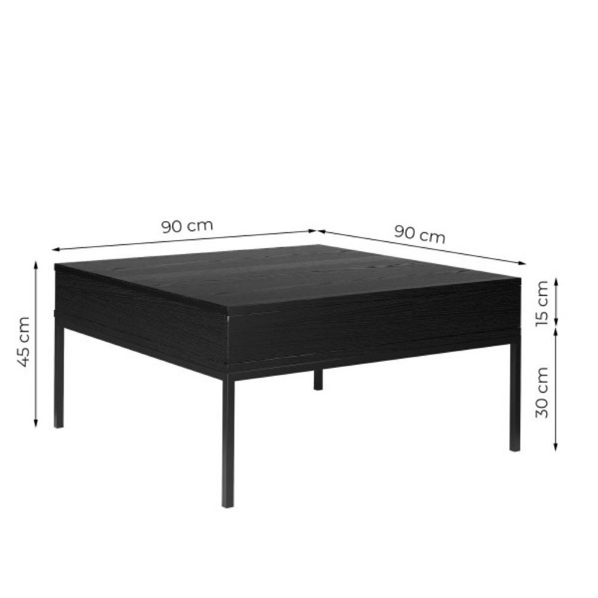 TISCH Schwarz Industrial Mit Schubladen Und Metallbeinen - Schwarz, Holzwerkstoff (90/90/45cm) - Sepro Meble