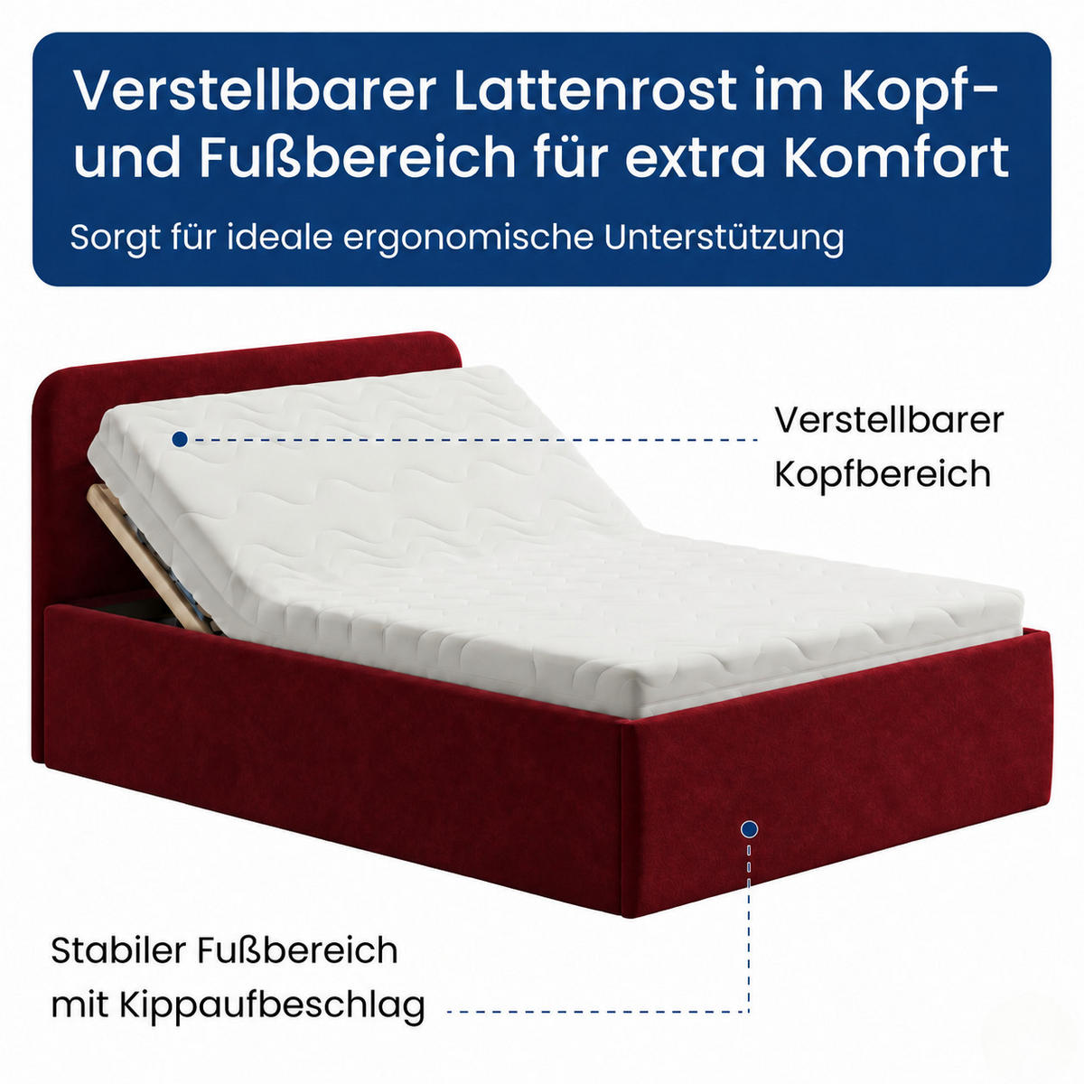 POLSTERBETT 140x200 cm Bonnellfederkernmatratze H2 Microvelours in Bordeauxrot - Bordeaux, Textil (140/200cm) - Home Collective