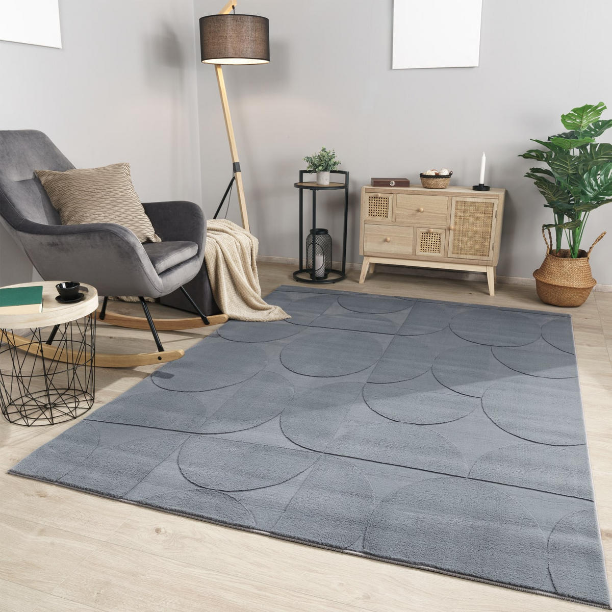 FLACHWEBETEPPICH Boho Anthrazit 160 x 220 cm - Anthrazit, Kunststoff (160/220cm) - TT Home