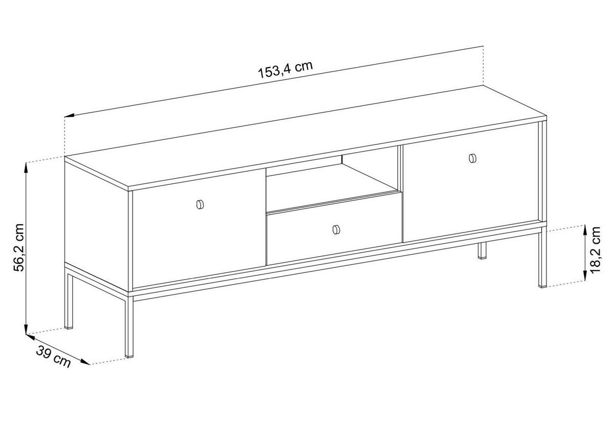 TV-LOWBOARD MONO Blau 154x39x56 cm - Blau, Holzwerkstoff (154/56/39cm) - FURNLUX