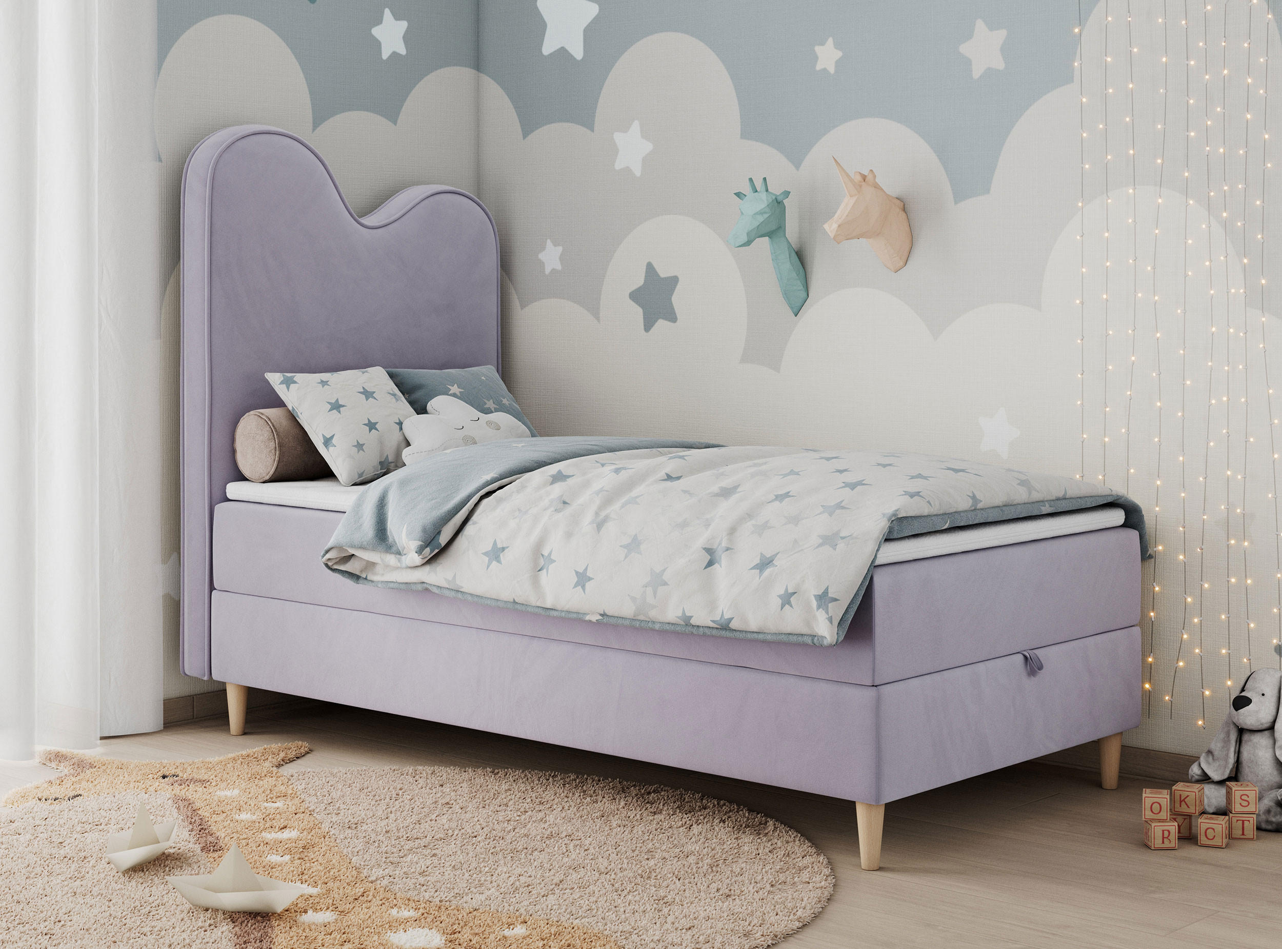 BOXBETT FLOW 90/180 Violett Velvet - H3 - Violett, Holz/Textil (90/180cm) - MKS