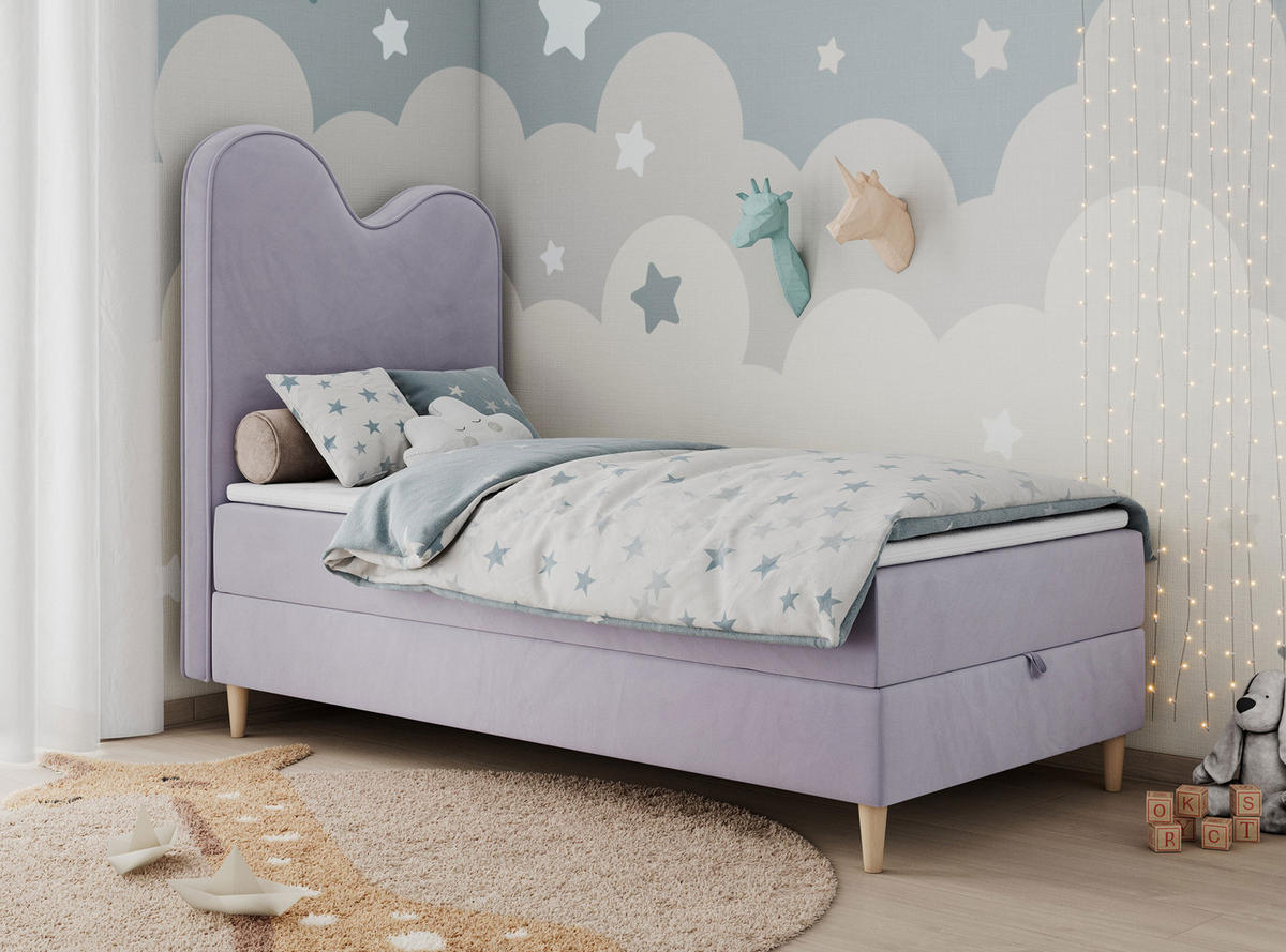 BOXBETT FLOW 90/180 Violett Velvet - H3 - Violett, Holz/Textil (90/180cm) - MKS