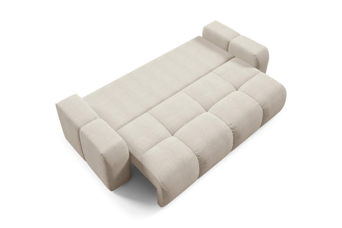 BETTSOFA DUCA Beige Jersey- Stoff mit Schlaffunktion - Beige, Holz (259/90/99cm) - MASSENO