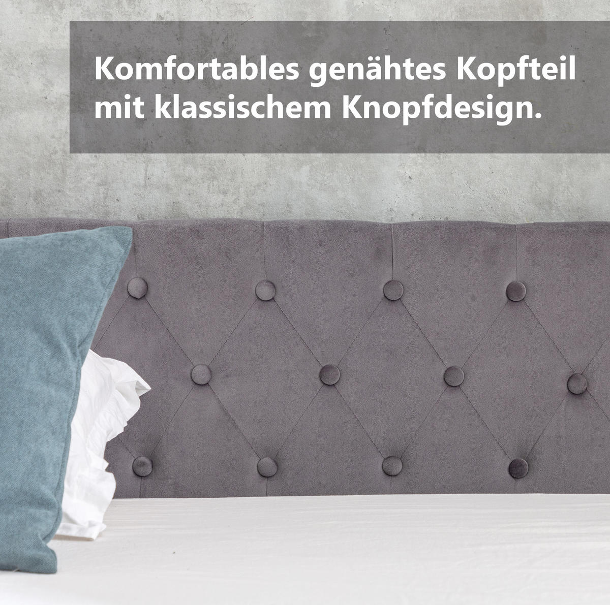 POLSTERBETT 180/200 cm mit hydraulischem Bettkasten, geknöpftem Kopfteil und Lattenrost, Grau - Grau, Textil (180/200cm) - Redom