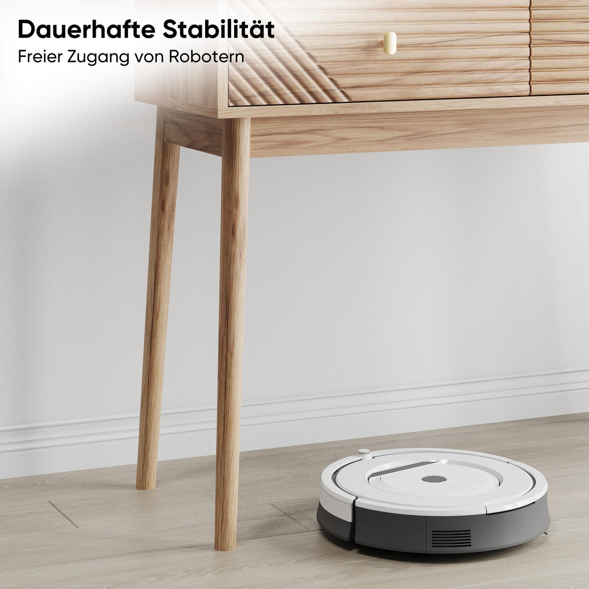 SCHMINKTISCH Moderner 100 cm Eiche Natur & Massivholz – Frisiertisch mit 2 Wellen-Schubladen im Mid-Century-Stil - Eichefarben, Holzwerkstoff (100/80/35cm) - Urban Meuble