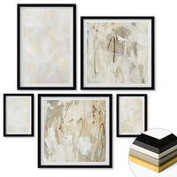 WANDBILDER 5er-Set - 50x50 cm & 20x30 cm & 40x60 cm Schwarzer Rahmen - Helles Strukturfarbendesign - Schwarz, Kunststoff (40/60cm) - ArtPrintCave
