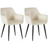 ARMLEHNENSTUHL 2er Set Samt creme - Creme/Schwarz, Textil/Metall (56.5/84/61cm) - CLP