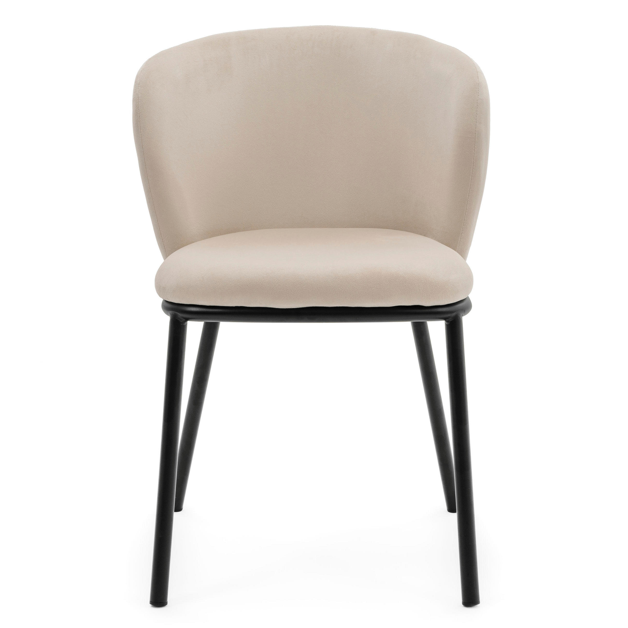 STUHL BARI gepolsterter mit Steppung - beige - Samt Velour - Beige/Schwarz, Textil/Metall (54/81/57cm) - NEW HOME