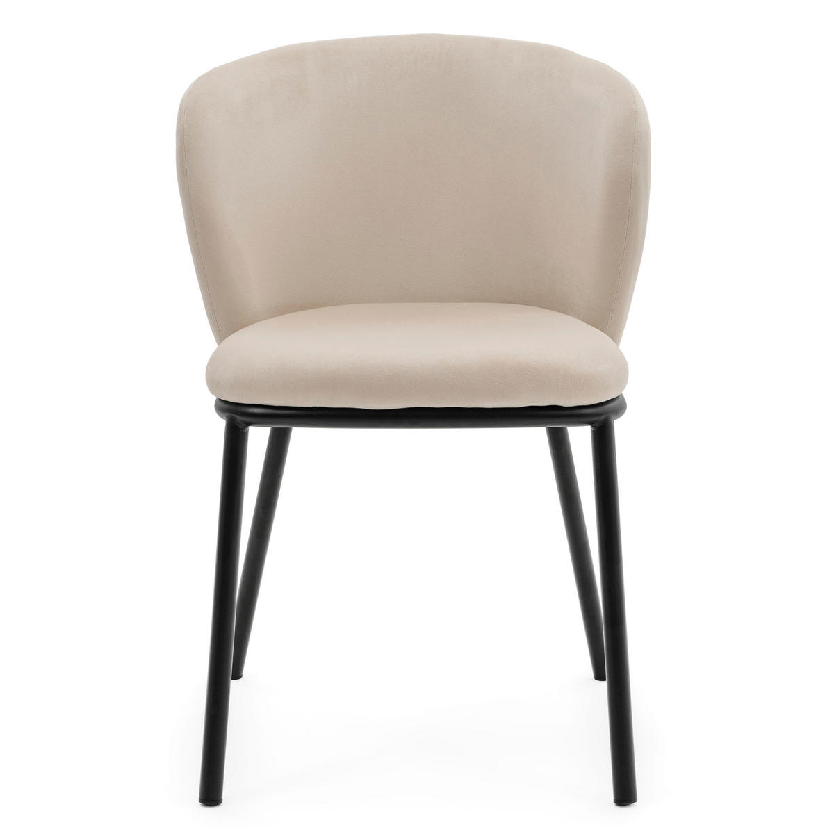 STUHL BARI gepolsterter mit Steppung - beige - Samt Velour - Beige/Schwarz, Textil/Metall (54/81/57cm) - NEW HOME