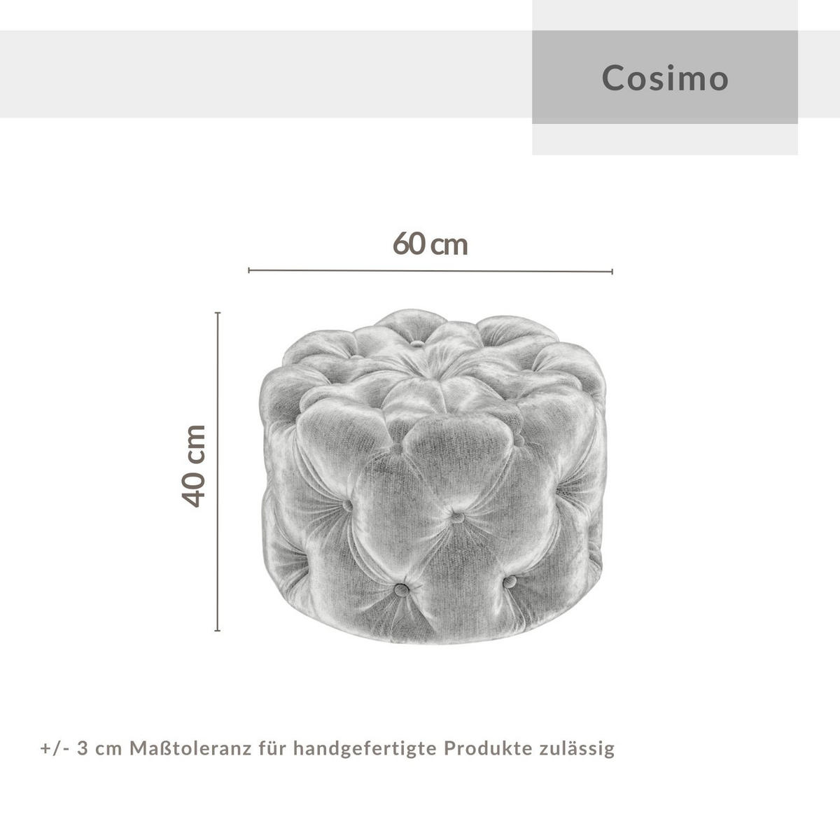 POUF Cosimo Beige Chenille - Beige/Schwarz, Holz/Holzwerkstoff (60/40/60cm) - Maison de Reve