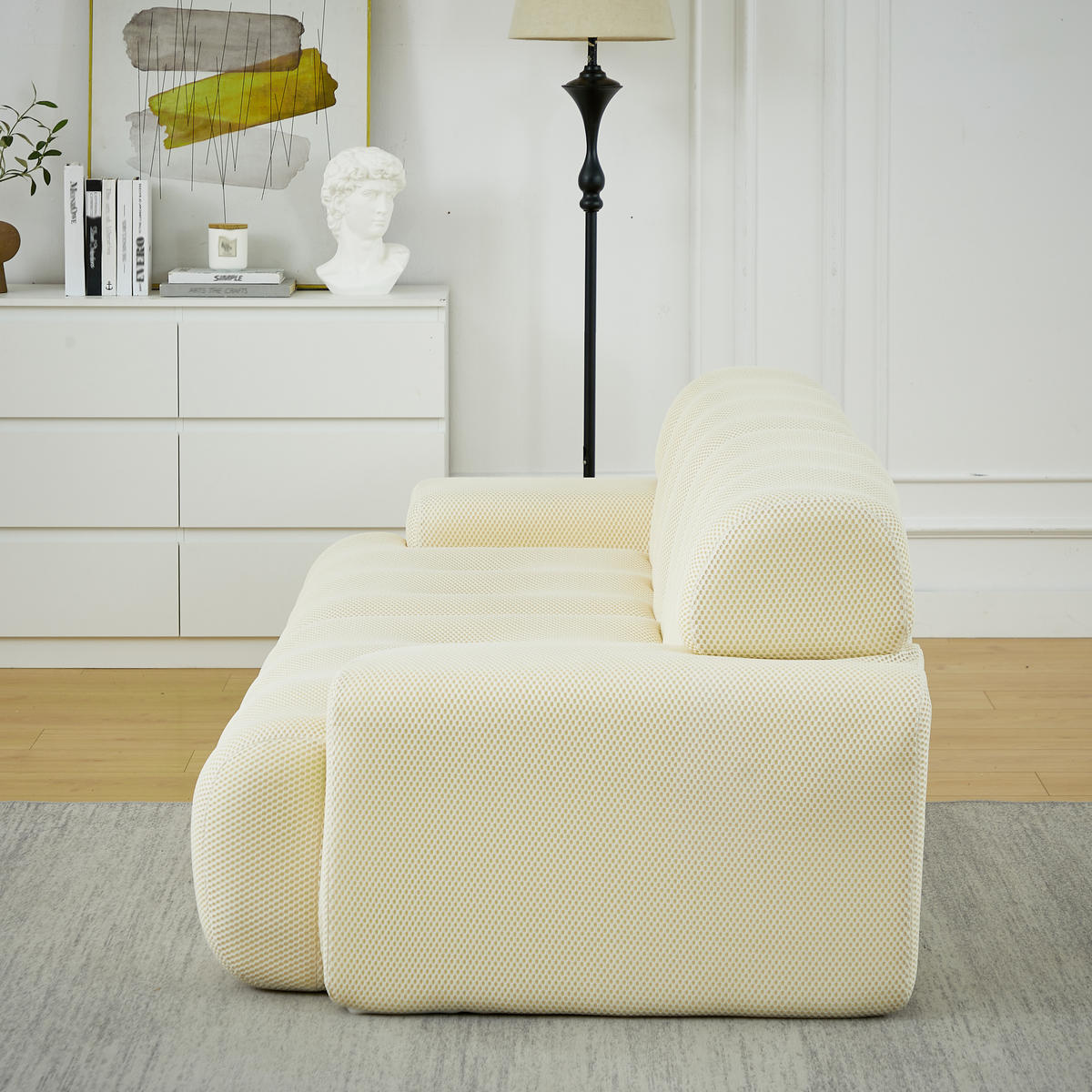 2-SITZER SOFA Beige mit Armlehnen und Knopfverzierung - Beige, Textil (224/66/104cm) - WISHDOR