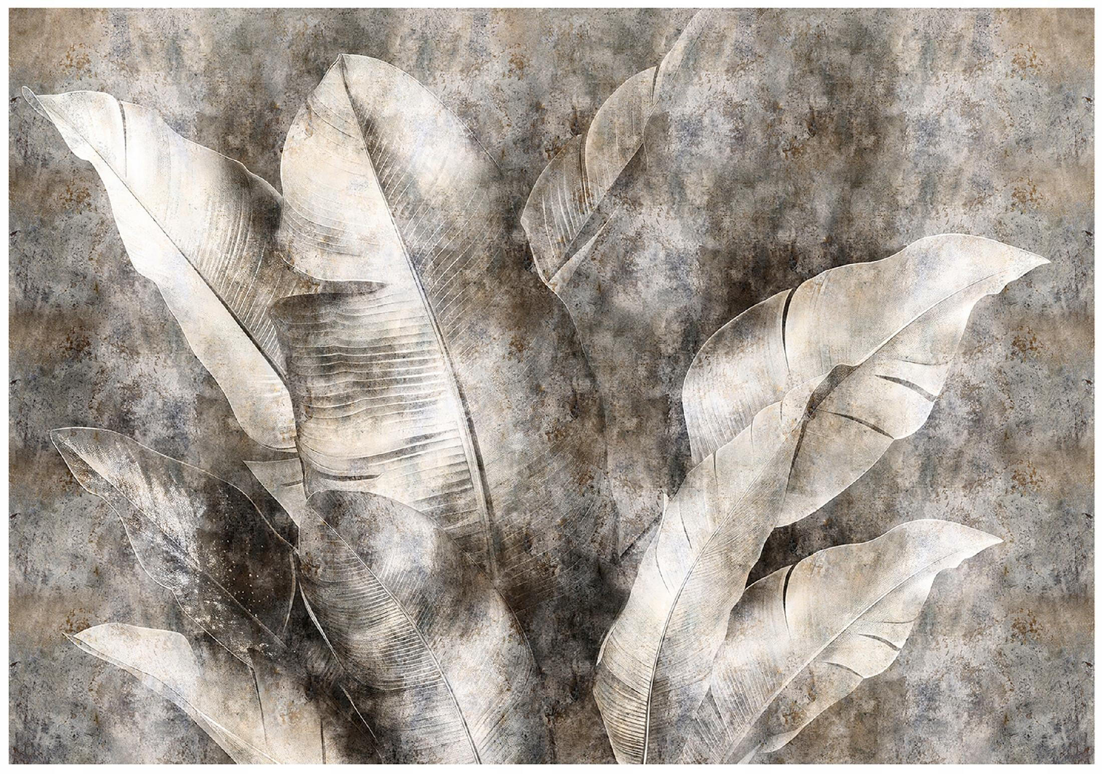 FOTOTAPETE Blätter Natur Grau Vlies Tapete Wohnzimmer 150x105 - Multicolor, Papier (150/105cm) - Wallarena