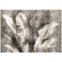 FOTOTAPETE Blätter Natur Grau Vlies Tapete Wohnzimmer 150x105 - Multicolor, Papier (150/105cm) - Wallarena