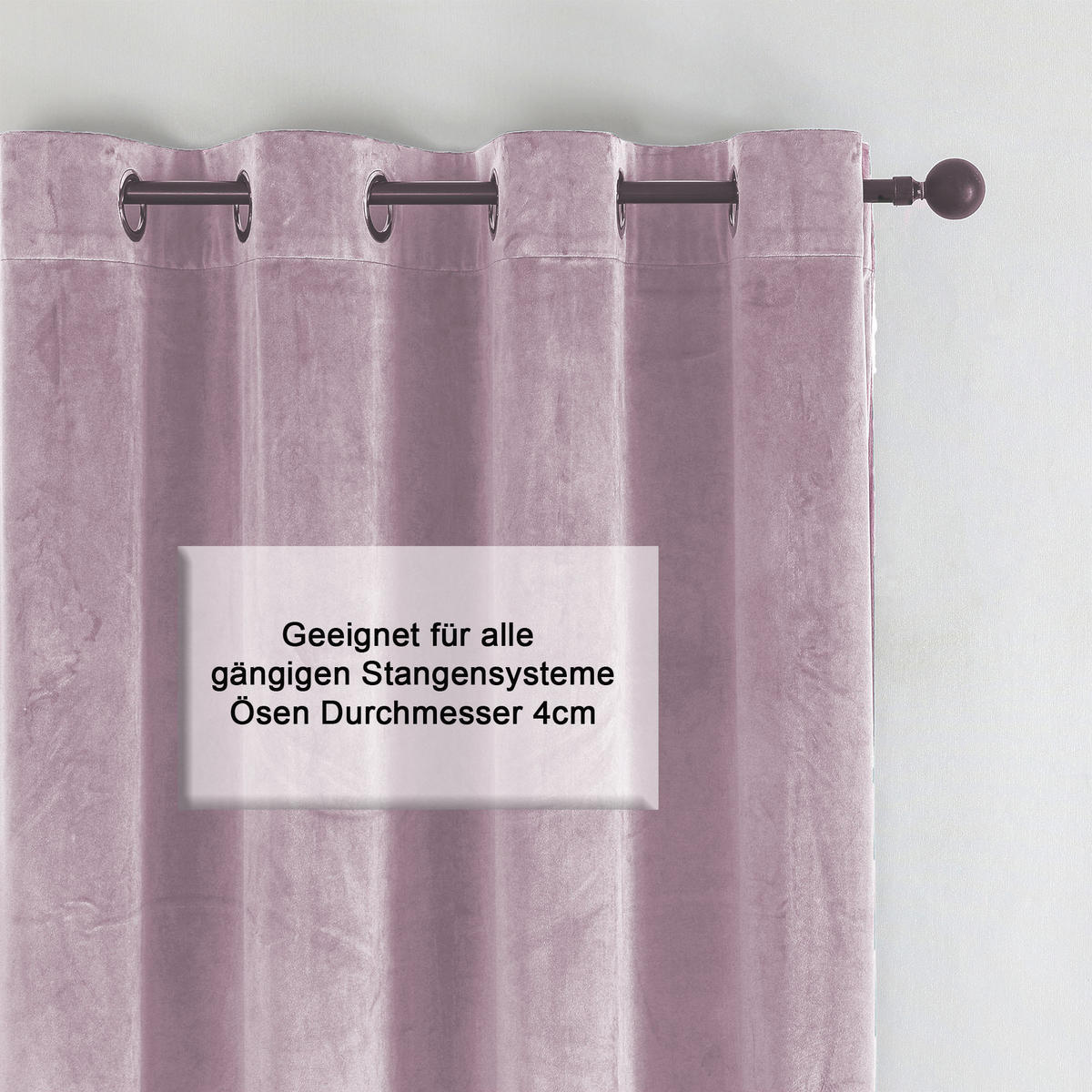 VORHANG Ösen Samt 300/245 cm Altrosa - Altrosa, Textil (300/245/245cm) - TiborTex