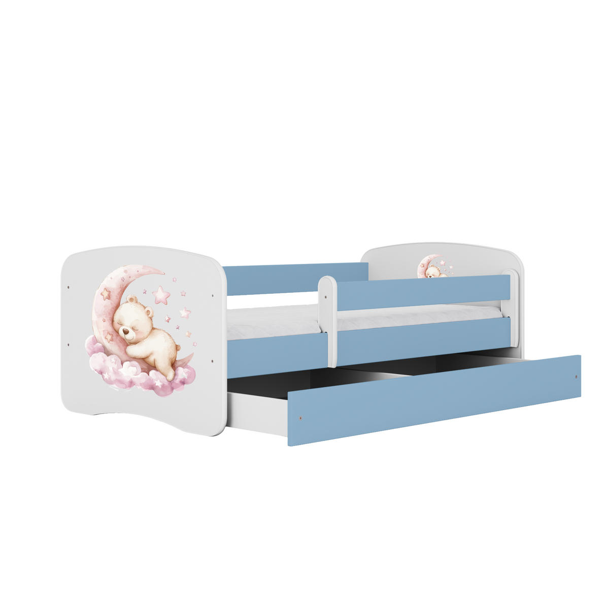 KINDERBETT Schlafen mit Schublade 140/70 80/61/144 - Blau, Holzwerkstoff (70/140cm) - RAUMHIRSCH FURNITURE