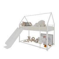 ETAGENBETT Hausdesign 90/190 cm Weiß mit Rutsche und Treppe - Weiß, Metall (90/190cm) - MIVRAY