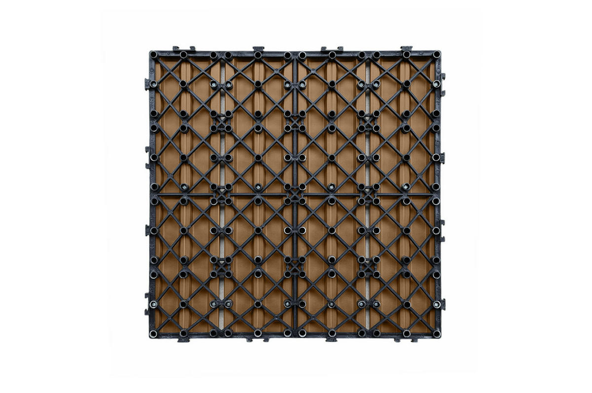 30ER-SET Terrassenplatten aus SERRA-Verbundwerkstoff in Teakoptik mit Rillen, 30 x 30 cm - Teakfarben, Holzwerkstoff (30/30/2cm) - Casanoov