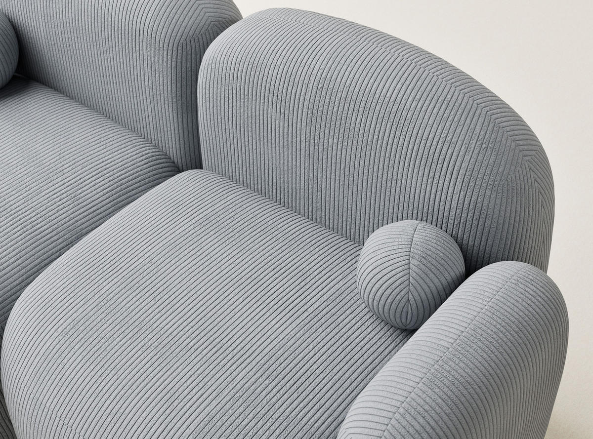 ECKSOFA Bahama Hellgrau Samtstoff - Links Seite - Blaugrau/Schwarz, Holz/Holzwerkstoff (146/190cm) - Maison de Reve