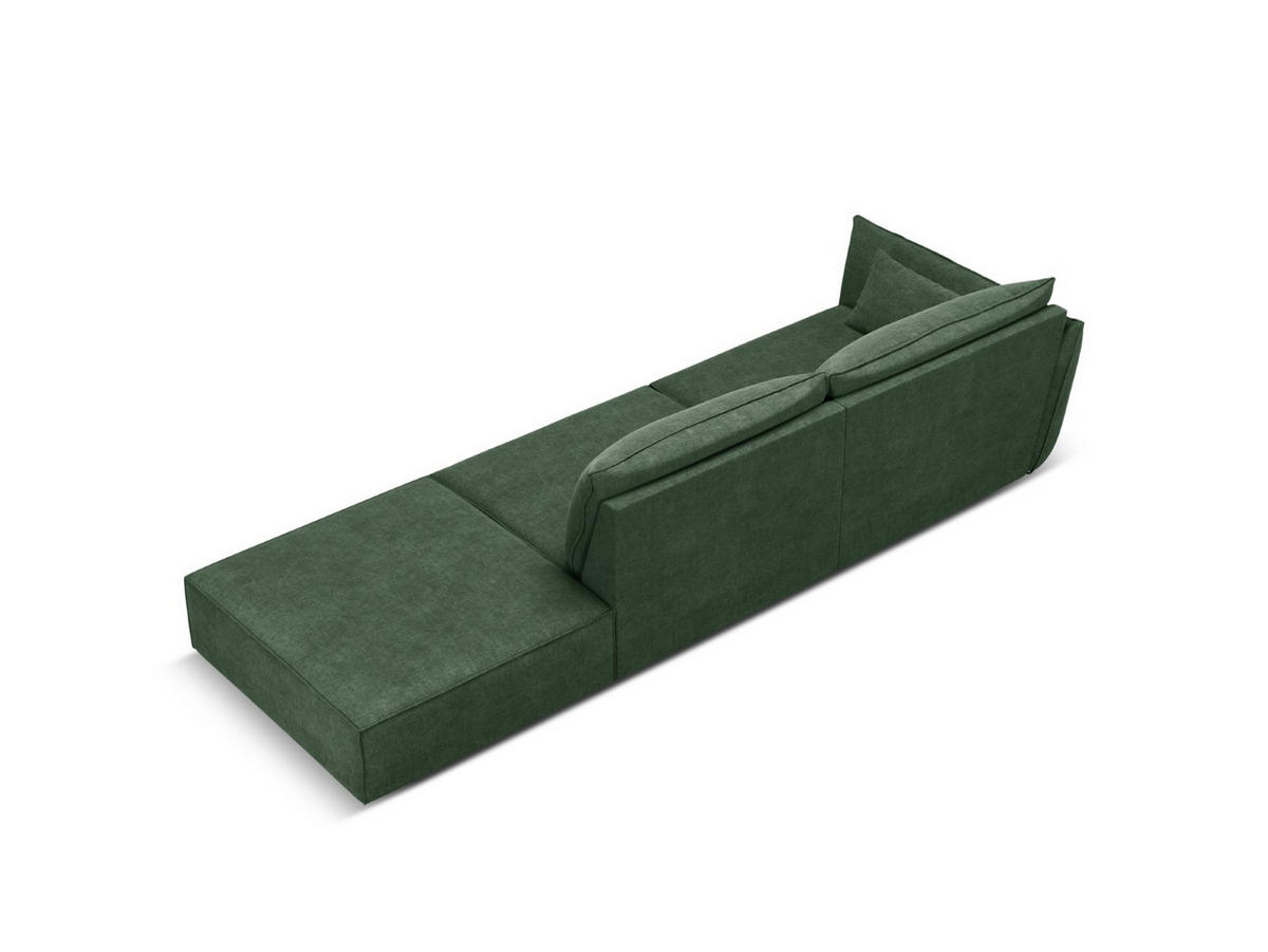 RECHTES-SOFA Kaelle aus Chenille-Stoff flaschengrün 4 Sitzplätze - Dunkelgrün, Textil (110/85/264cm) - Micadoni