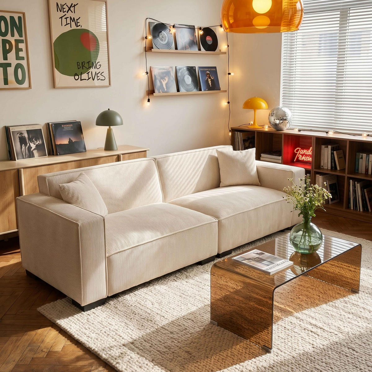 SOFA 3-Sitzer, Weiß - Weiß, Holz/Textil (230/76/90cm) - Oviala