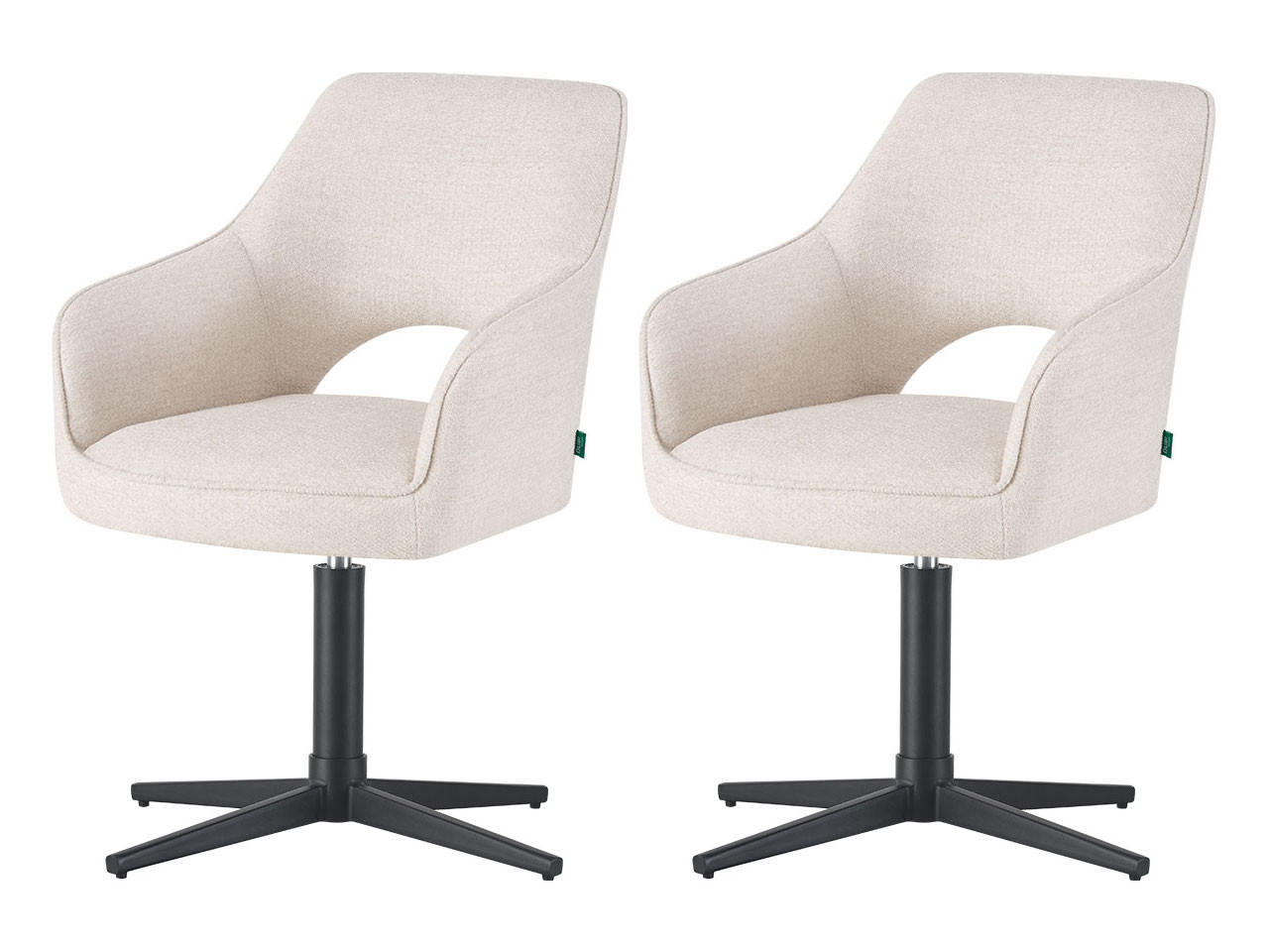 ESSZIMMERSTUHL THOMAS-NOVA 2er-Set 360°drehbar - Schwarz/Weiß, Textil (57/85/63cm) - DUBI Möbel