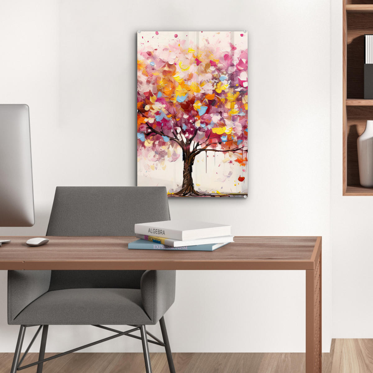 ACRYLGLASBILD Aquarell - Baum - Kunst - Abstrakt 40x60 cm - Multicolor, Glas (40/60cm) - MuchoWow