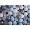 BÄLLE für Bällebad, Spielbälle, Plastikbälle für Kinder Set 50 pcs.: Blau/Perlweiß/Silber/Transparent - Silberfarben, Textil (7/7/7cm) - MeowBaby