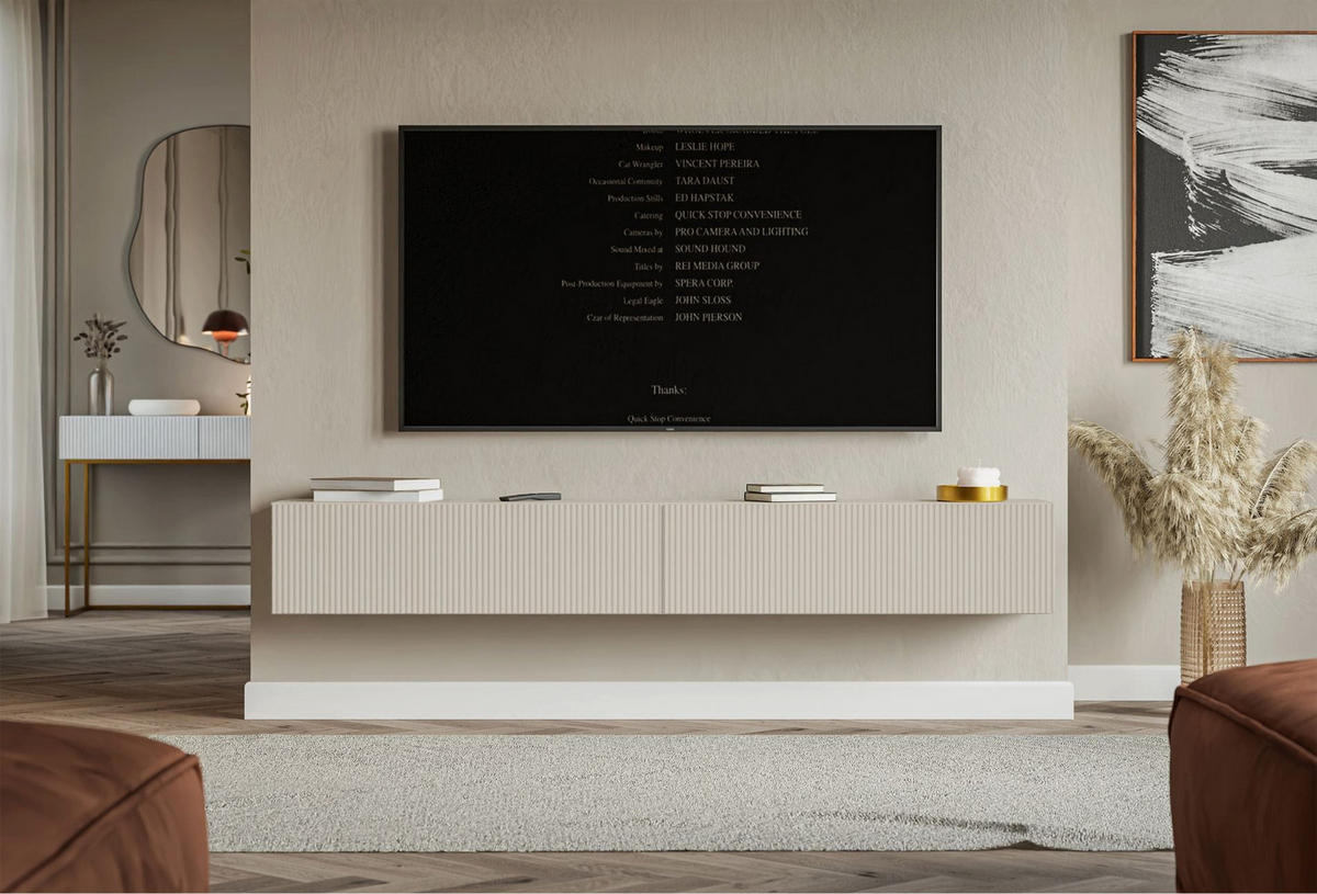 TV-LOWBOARD Veldio hängend Greige 200 cm - Taupe, Holzwerkstoff (201.6/28.5/31.6cm) - Selsey