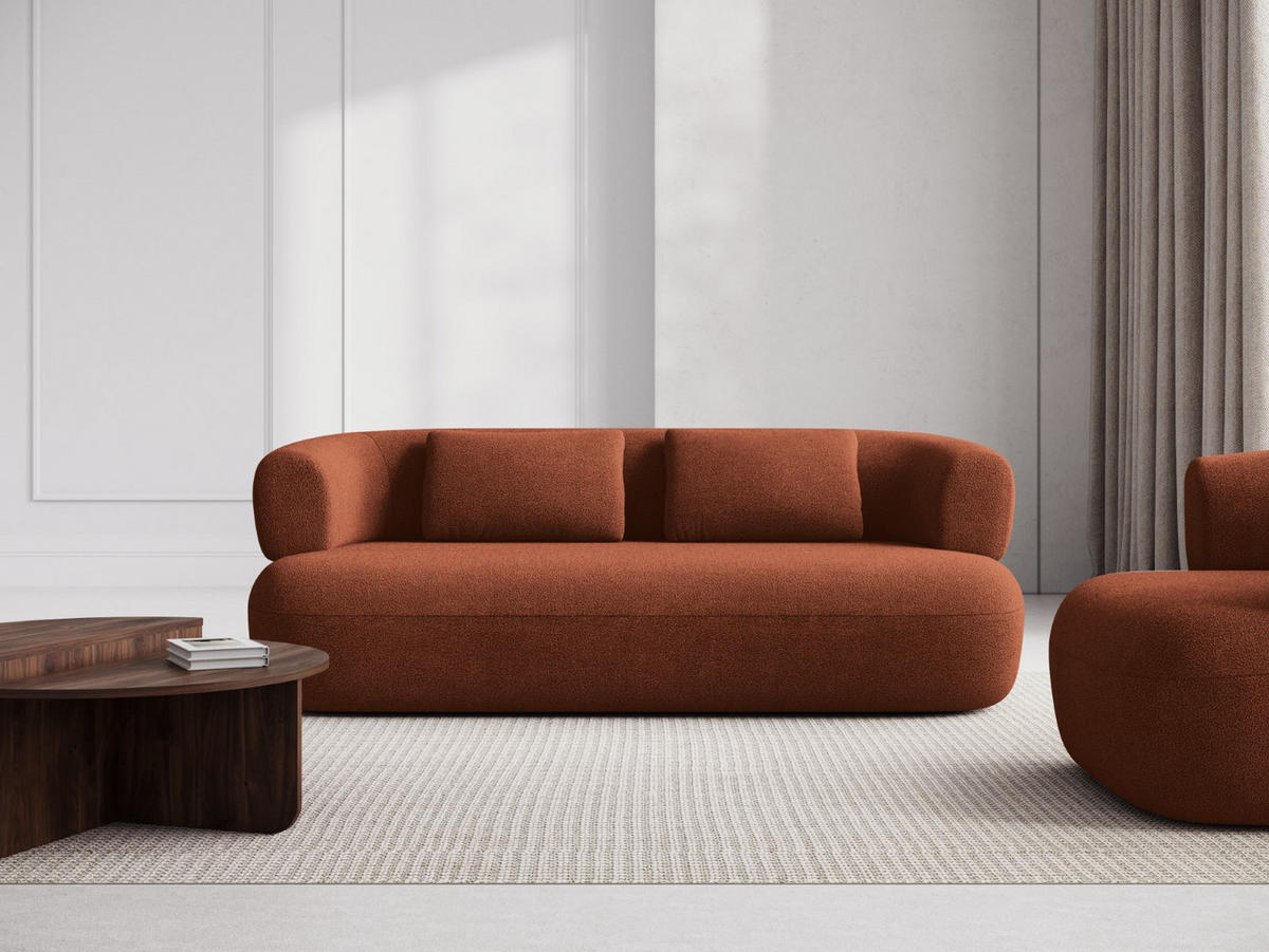 SOFA Jenny aus Boucle ziegelstein 3 Sitzplätze - Orange, Textil (90/73/178cm) - Micadoni