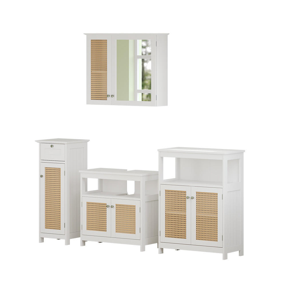 BADMÖBEL-SET Rosario Weiß 4 Teile, mit Midischrank - Weiß, Holzwerkstoff (60/60/30cm) - Vicco