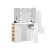 ECKSCHMINKTISCH Enna Weiß/Sonoma 110 cm mit LED Beleuchtung - Weiß/Sonoma Eiche, Holzwerkstoff (110/141.5/54cm) - Livinity®