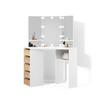 ECKSCHMINKTISCH Enna Weiß/Sonoma 110 cm mit LED Beleuchtung - Weiß/Sonoma Eiche, Holzwerkstoff (110/141.5/54cm) - Livinity®