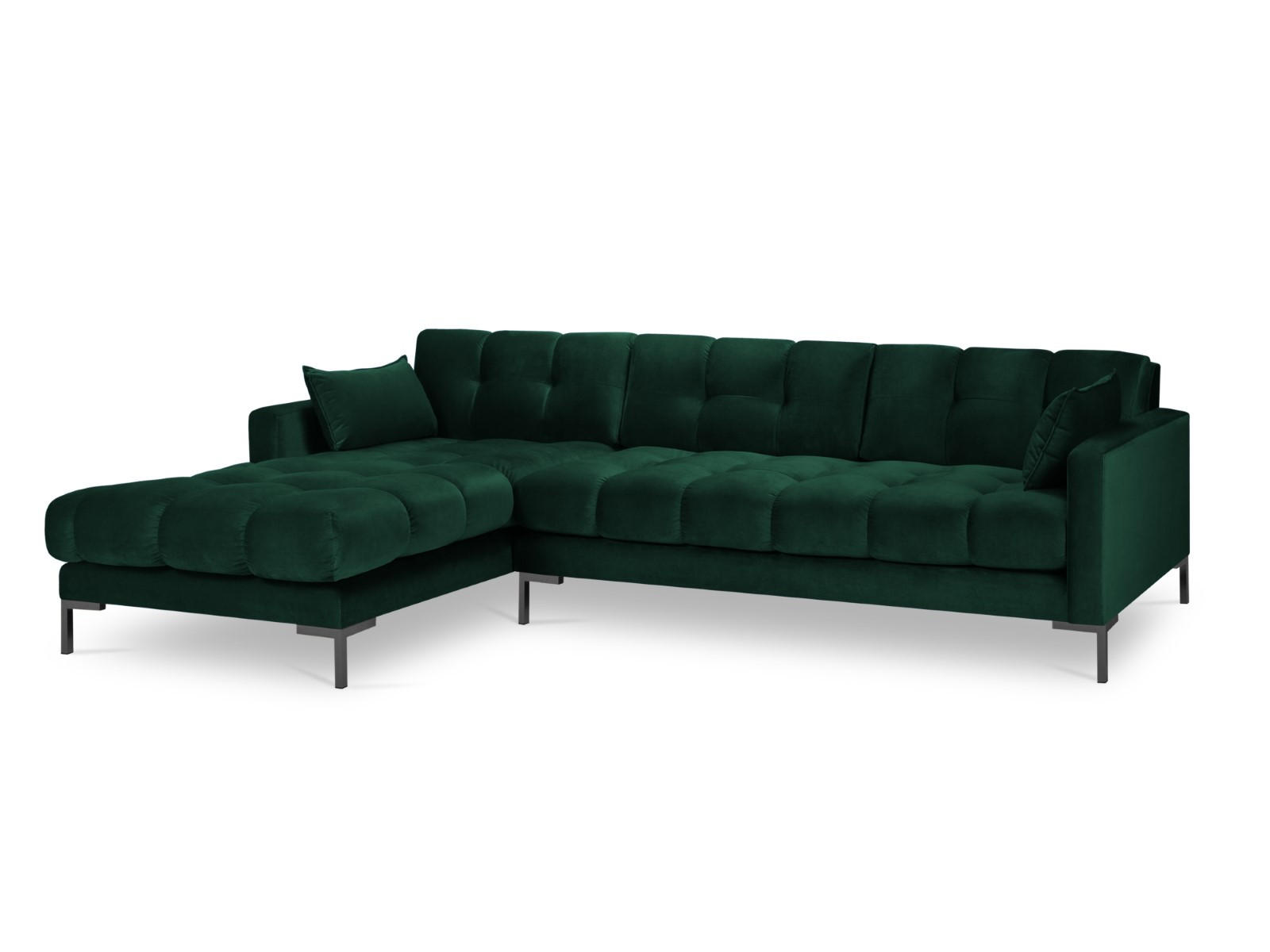 ECKSOFA links Mamaia aus Samt flaschengrün 5 Sitzplätze - Grün, Textil (185/293cm) - Micadoni