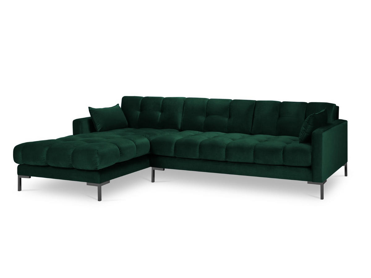 ECKSOFA links Mamaia aus Samt flaschengrün 5 Sitzplätze - Grün, Textil (185/293cm) - Micadoni