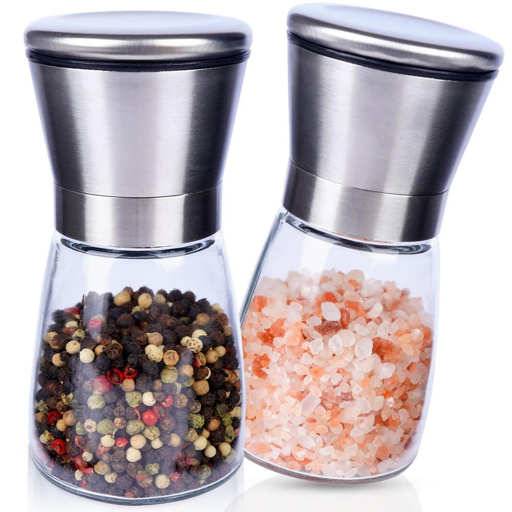 GEWÜRZMÜHLE-SET Schwarz Silber Transparent - Schwarz, Glas (6.5/13.5/6.5cm) - Orion 