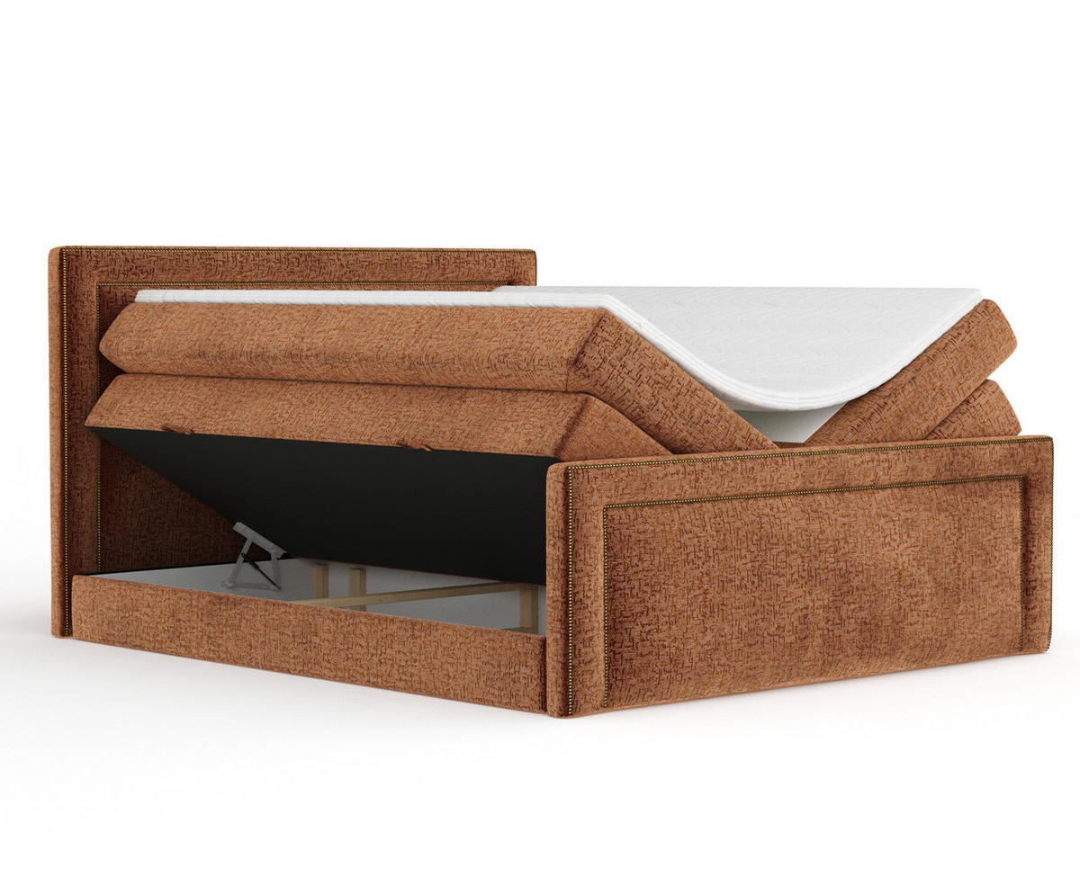 BOXSPRINGBETT Luxora Kupferfarbe 200/200 cm - Schwarz/Kupferfarben, Holz/Holzwerkstoff (200/200cm) - Maison de Reve