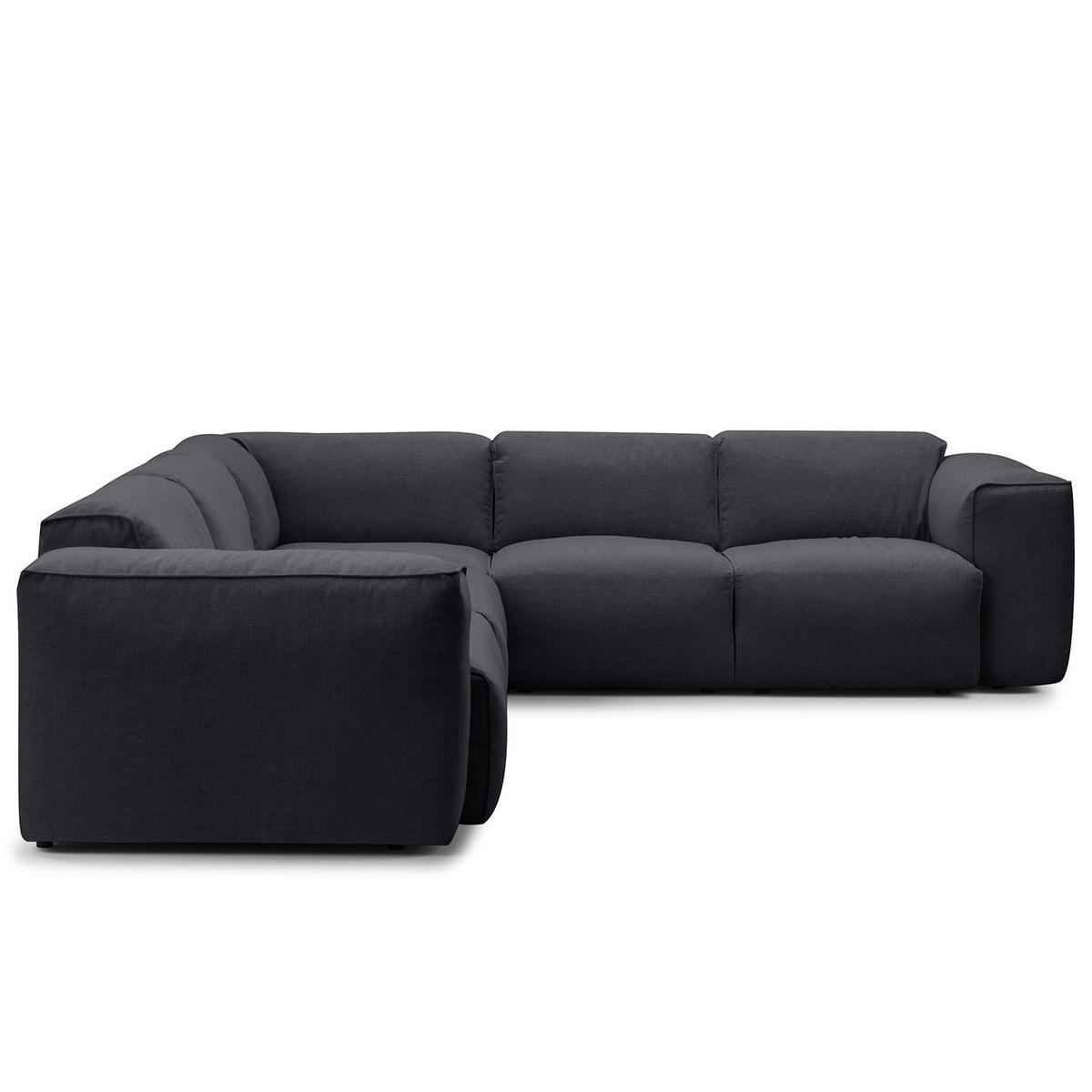 ECKSOFA mit Rundecke - Schwarz/Grau, Kunststoff/Textil (325/260cm) - home24