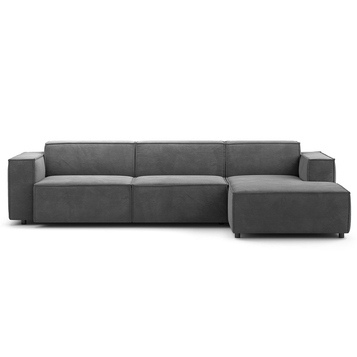 ECKSOFA mit Longchair - Schwarz/Grau, Kunststoff/Textil (294/177cm) - home24