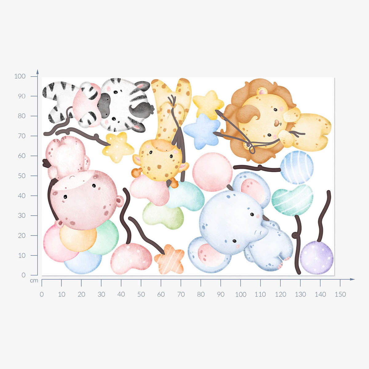 AUFKLEBER 100x148 cm Safari Tiere - Multicolor, Kunststoff (100/148/0.1cm) - TULUP