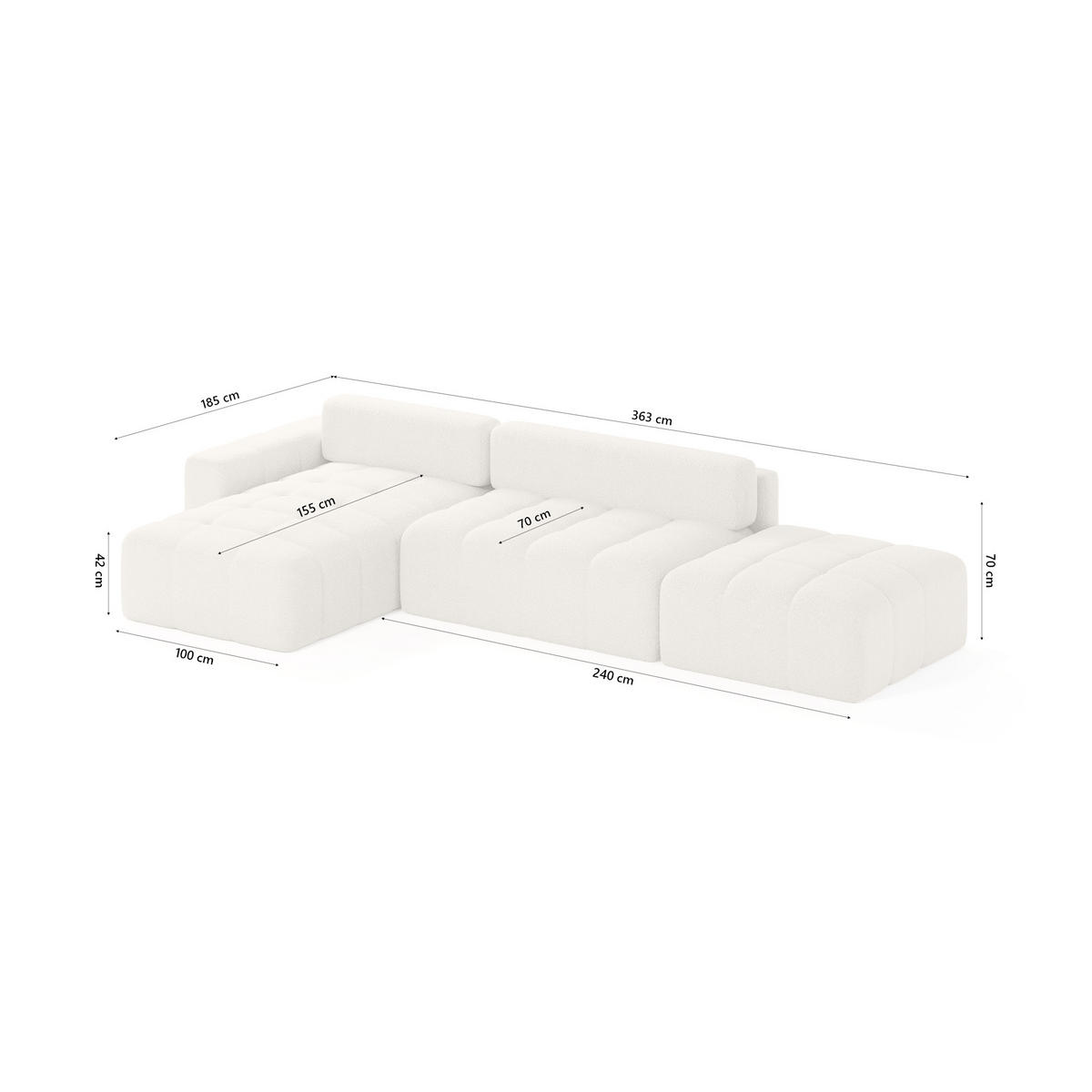ECKSOFA RIFU LA mit Schlaffunktion, Beige - Beige, Textil (363/185cm) - Fedve
