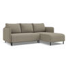 ECKSOFA mit Schlaffunktion Strukturstoff Stoff Beige - Beige/Schwarz, Holz/Textil (236/162cm) - Makamii