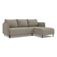 ECKSOFA mit Schlaffunktion Strukturstoff Stoff Beige - Beige/Schwarz, Holz/Textil (236/162cm) - Makamii