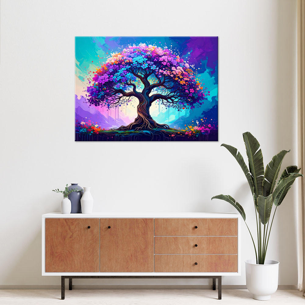 LEINWANDBILD Baum des Lebens Abstrakt 120x80cm - Multicolor, Textil (120/80cm) - Feeby