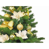 WEIHNACHTSBAUM künstlicher 60 cm mit LED-Beleuchtung, ZARTEROSE, mit 19 Weihnachtsbaumschmuck, Pflanztopf mit Jutesack - Champagner/Goldfarben, Kunststoff/Stein (40/60cm) - LAALU