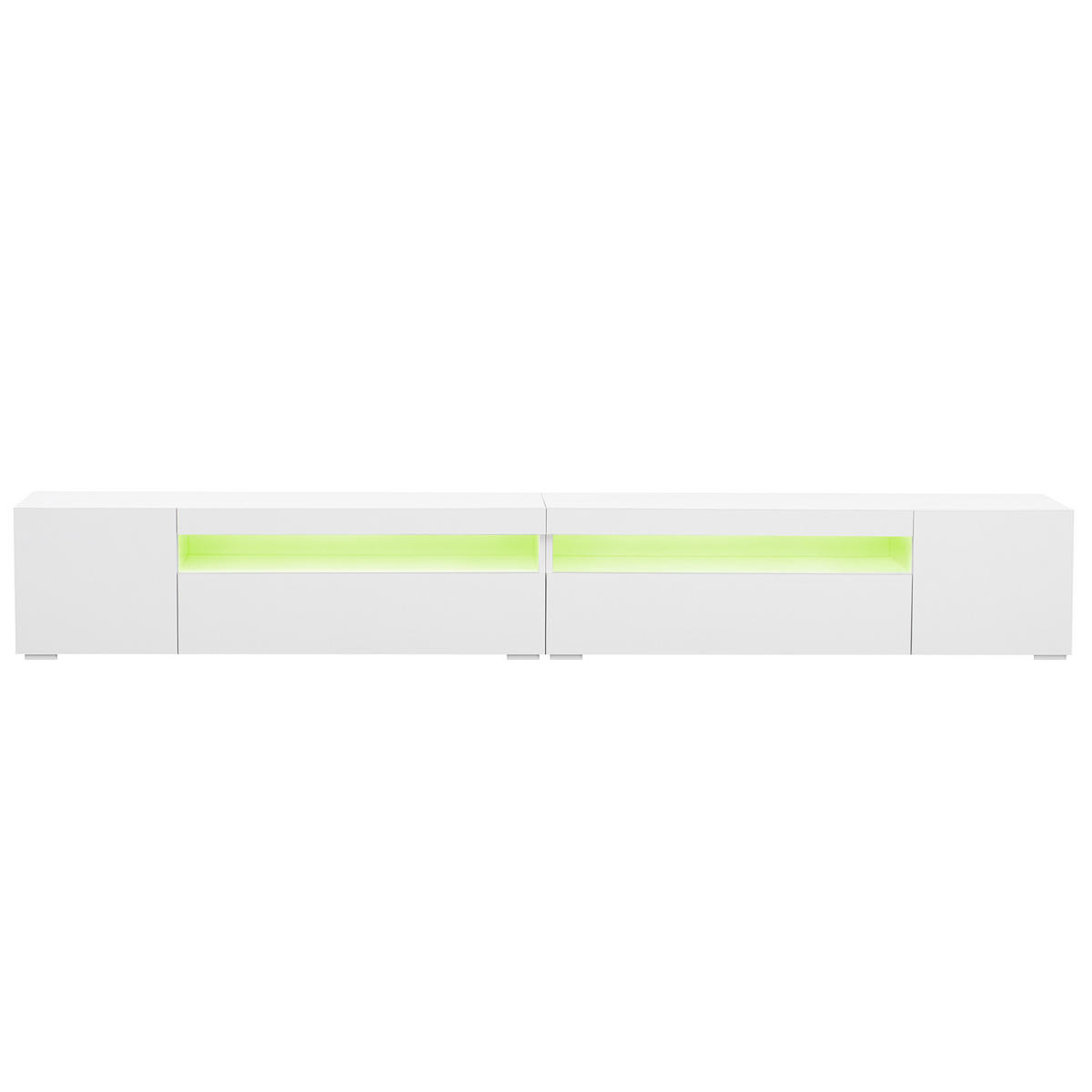NÍZKÁ komoda z MDF, 240/35,5/38,5 cm bílý, s variabilním LED osvětlením - bílá, kompozitní dřevo (240/35.5/38.5cm) - BEAOK