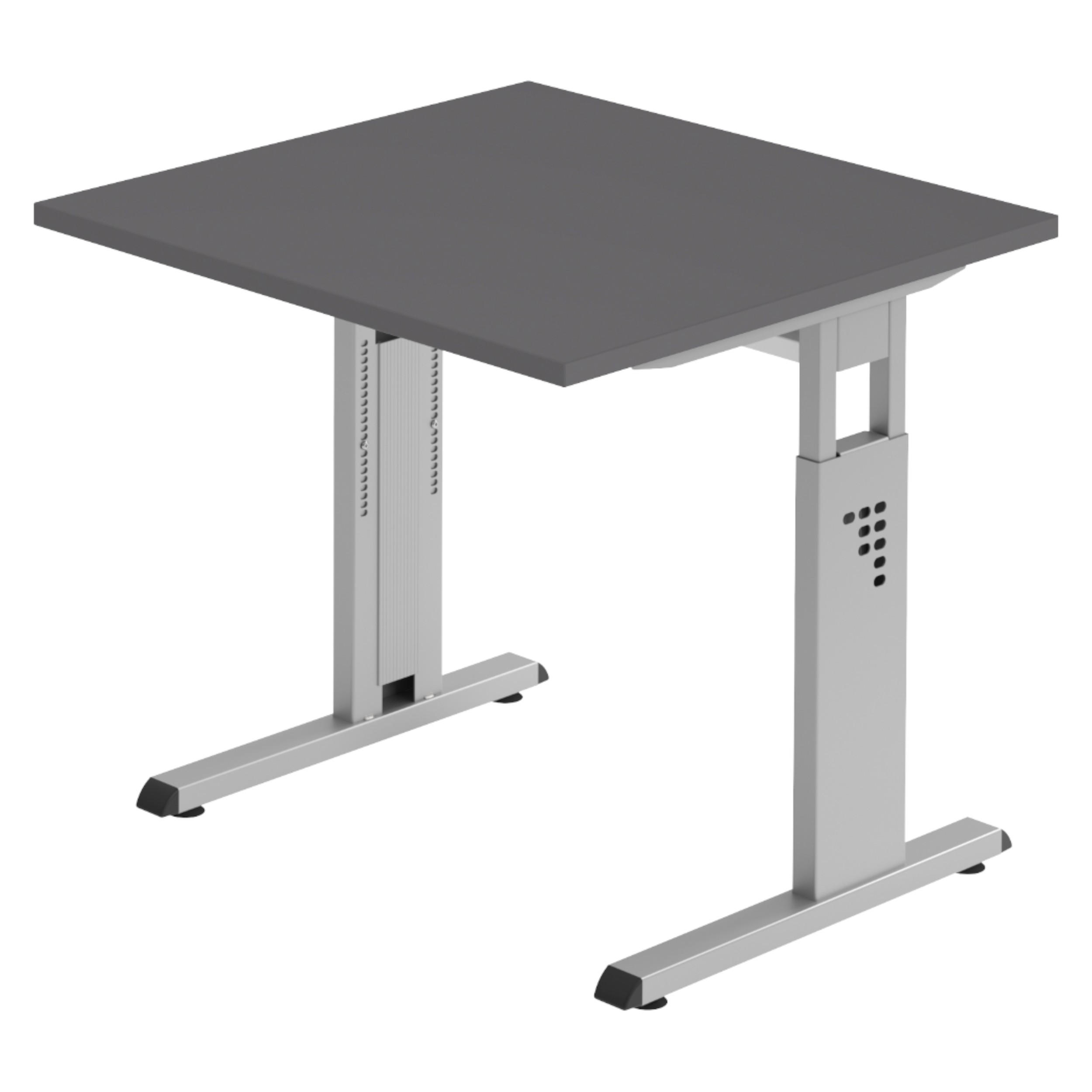 SCHREIBTISCH Serie-O 80/80/74 cm in Graphitfarben/Silberfarben - Silberfarben/Graphitfarben, Holzwerkstoff (80/80/74cm) - bümö