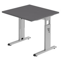 SCHREIBTISCH Serie-O 80/80/74 cm in Graphitfarben/Silberfarben - Silberfarben/Graphitfarben, Holzwerkstoff (80/80/74cm) - bümö