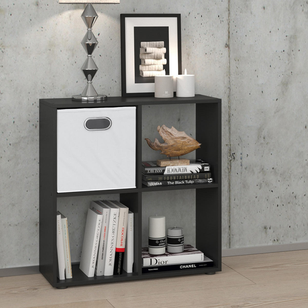 RAUMTEILER Tetra Schwarz 72.6 x 72 cm - Schwarz, Holzwerkstoff (72.6/72/29cm) - Vicco