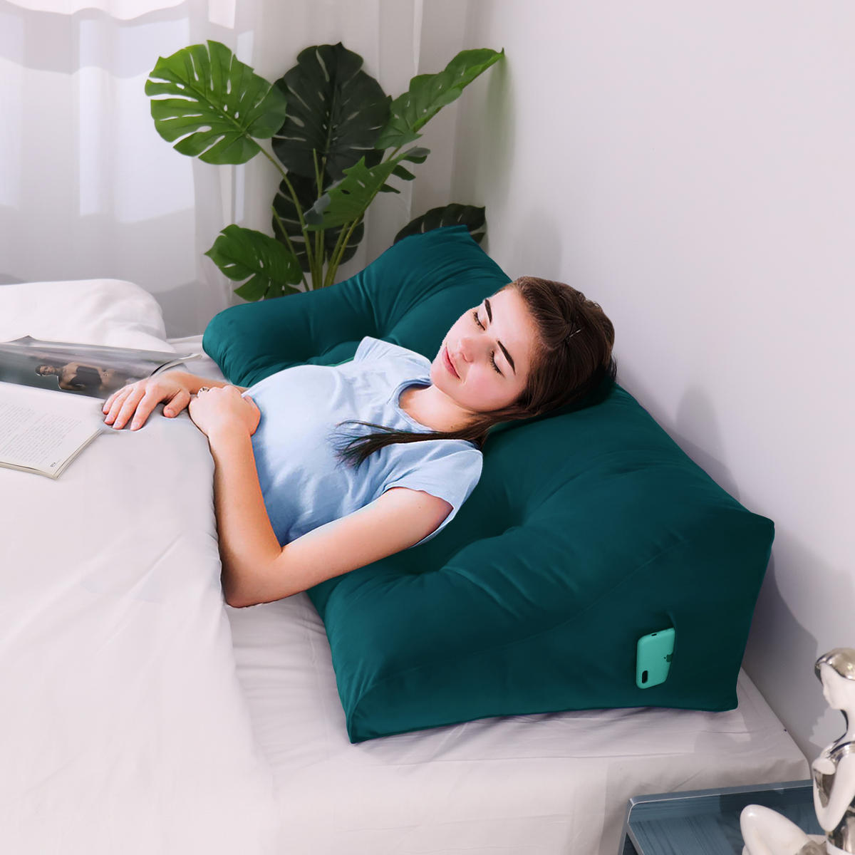 RÜCKENKISSEN Körperkontur Samtlook Grün 200 cm - Grün, Textil (55/200cm) - Vercart
