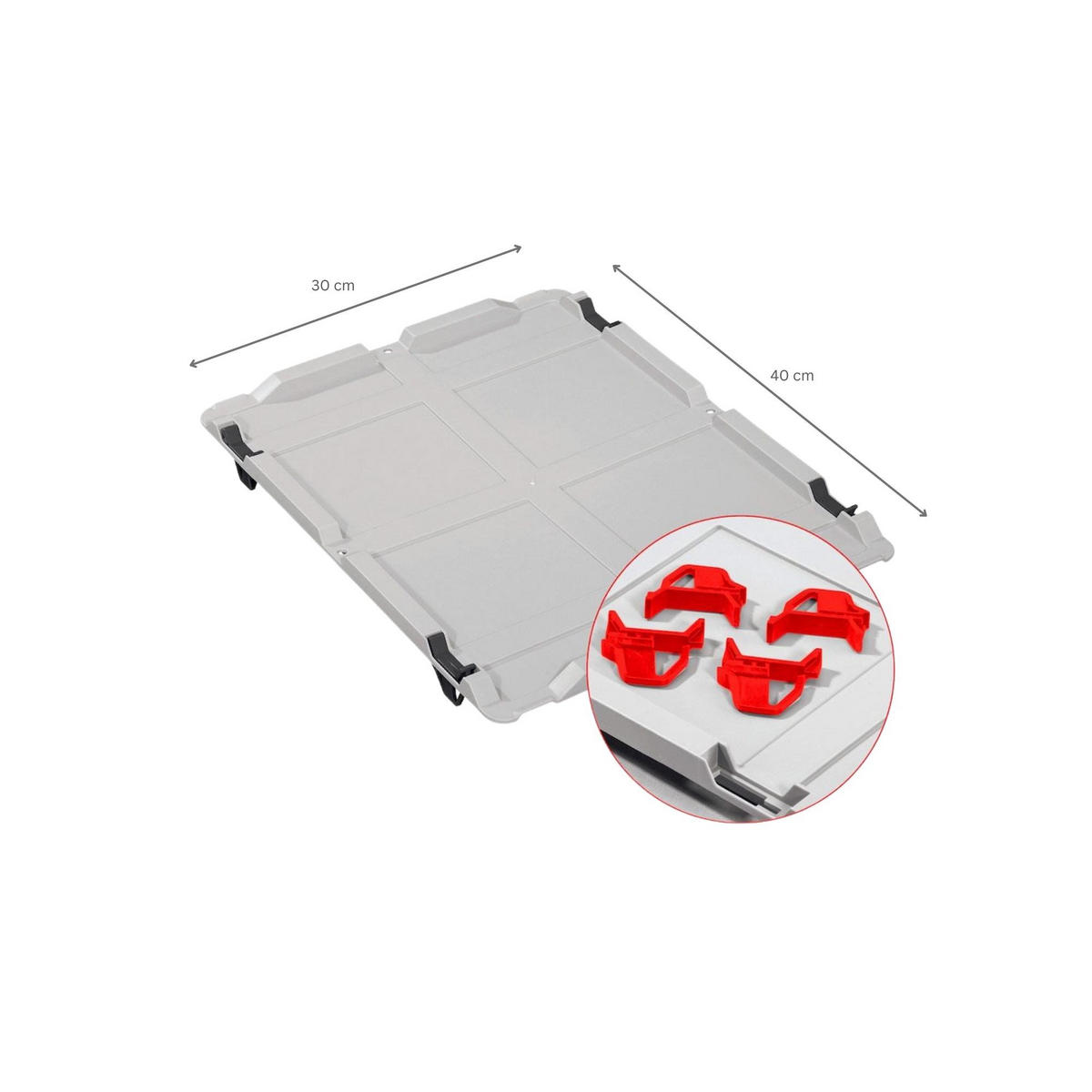 EUROBOX 5x Nextgen Economy Mit Auflagedeckel Grau/Rot Griffe Offen 16 Liter - Rot, Kunststoff (30/17/40cm) - PROREGAL